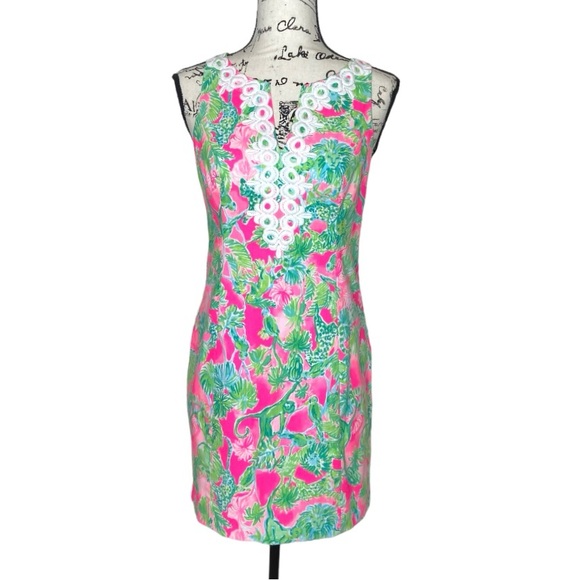 Lilly Pulitzer Sleeveless Summer Resort Party Pink Jungle Animal Print Dress - Picture 2 of 12